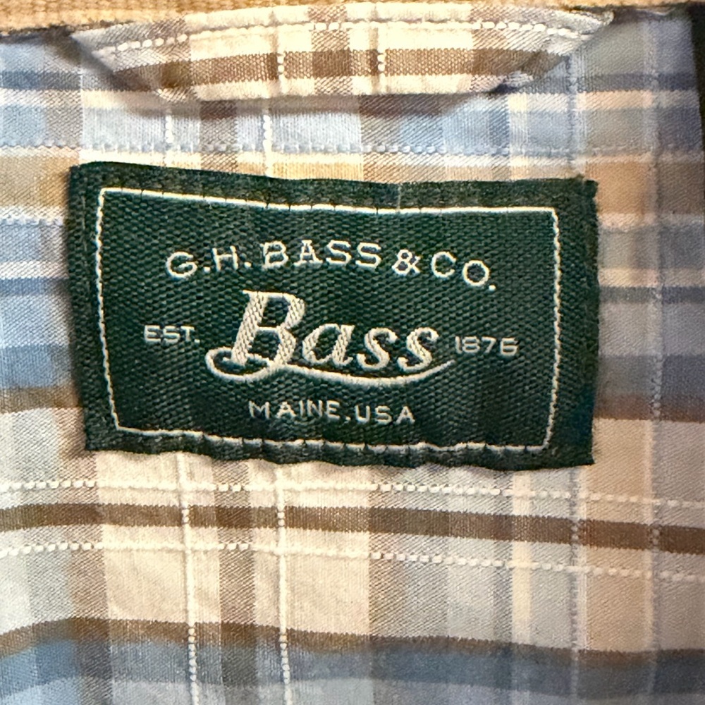 GH Bass Rock River Textured Plaid Shirt Mens 3XL Blue Short Sleeve Button Up NWT - Picture 8 of 8